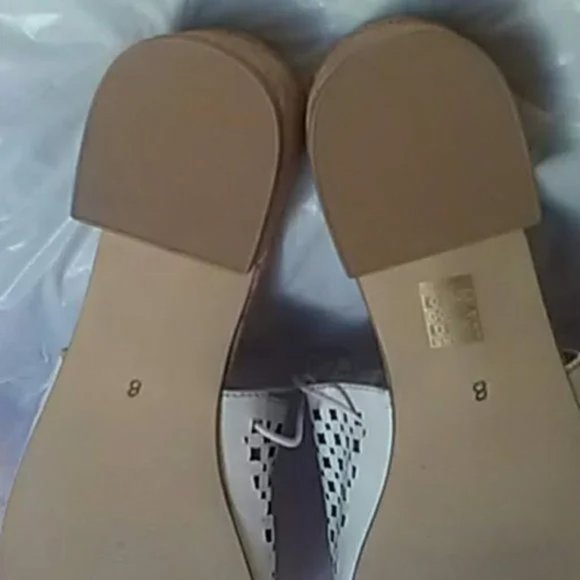 Soft Comfort White Wide Band Cork Heel Slip On Sandals Slides Slippers Size 8 - Picture 7 of 7